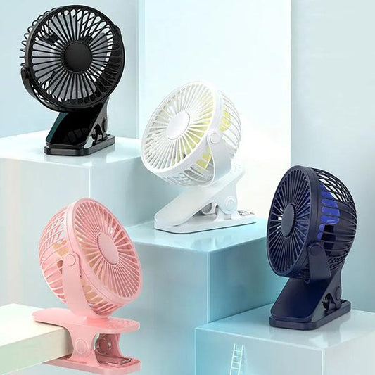 USB Mini Electric Fan Student Dormitory Clip Fan Charging Portable Desktop Fan Solid Color Bed Mute Small Fan