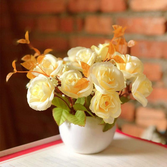 Home Furnishing Living Room Bedroom Furnishing Hotel Restaurant Decoration Floral Art Artificial Flower Ceramic Set Fake Flower Potted Plant