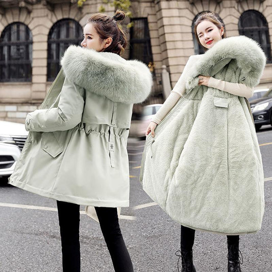 Plus Velvet Thicker Pie To Overcome The 2021 New Down Padded Jacket Women's Mid-length Winter Korean Version of The Loose Large Fur Collar Jacket