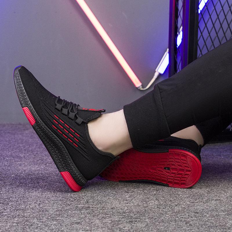 Shoes Men's Four Seasons Flying Woven Sports Shoes Breathable Casual Shoes Non-slip Soft Bottom Running Shoes