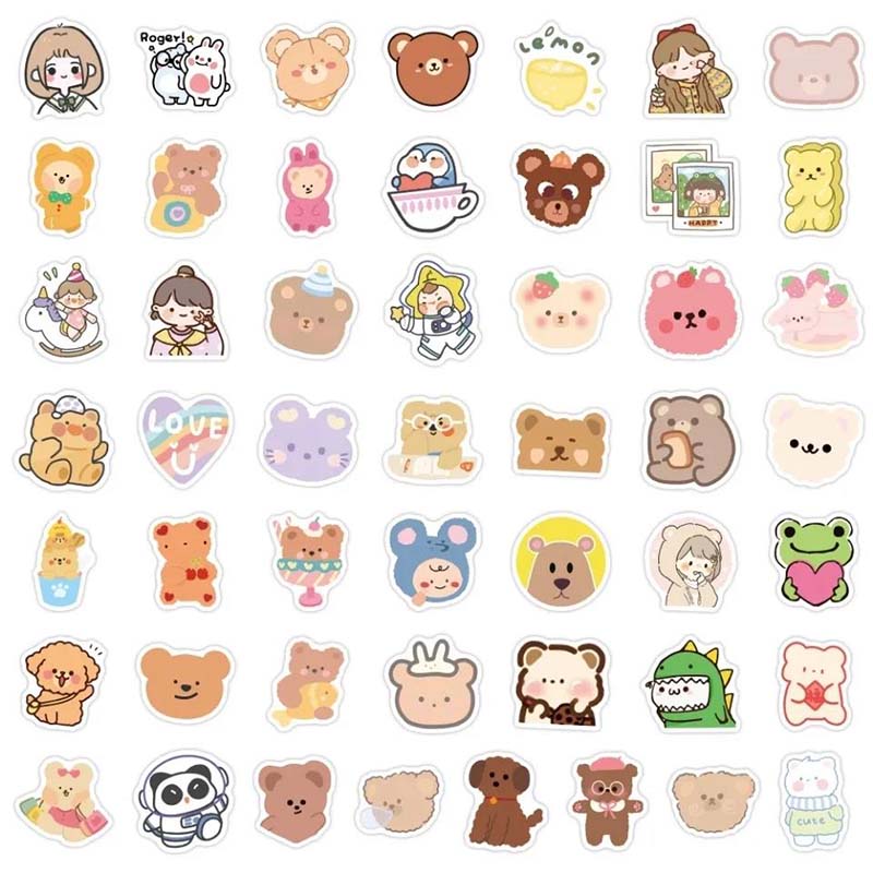 100pcs Mini Cartoon Cute Cat Stickers Set Sealing Paste for Diary Cake Adhesive Post Kids Gift