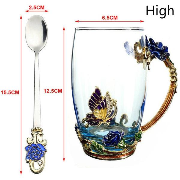 Enamel Glass Cup Heat-resistant Tea Brewing Coffee Cup Flower Tea Cup Creative Light Luxury Gift Boxed Teacher's Day Gift