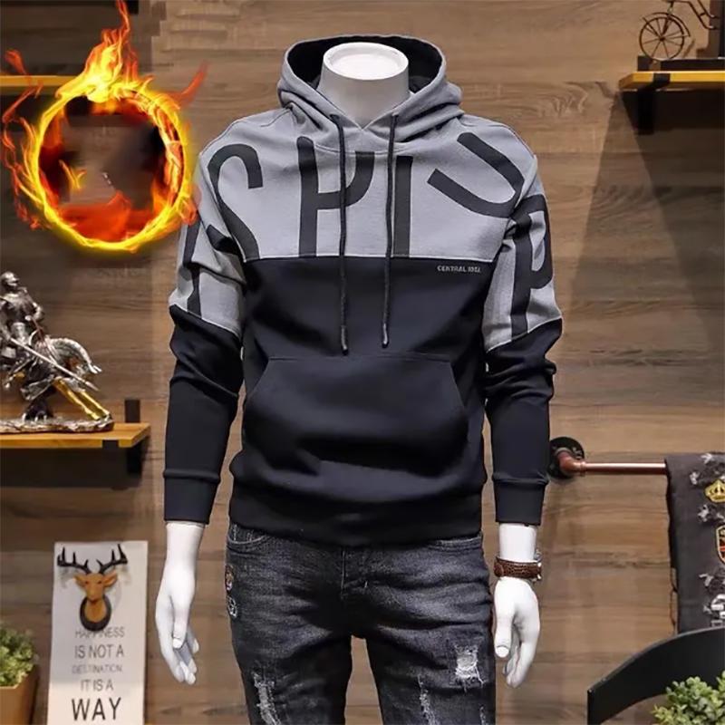 Men's Sweater Autumn and Winter Models Korean Style Trendy Self-cultivation All-match Hooded Color Matching Handsome Casual Jacket