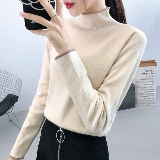Knitting Women Sweaters and Pullovers Solid Turtleneck Slim Casual Ladies Knitted Sweater Winter