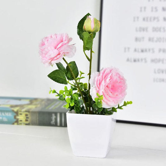 Decoration Plastic Rose Floral Home Small Potted Plant Set Decoration Artificial Flower Simulation Flower Living Room Bedroom Decoration