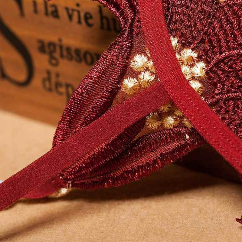 Sexy Women's Panties Hollow Pearl Massage Low Waist Elastic Temptation A Rope Flower Thong