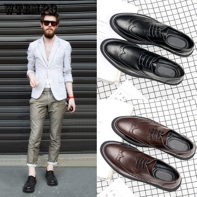 Men's Leather Shoes Brock Casual British Breathable Hair Stylist Wedding Shoes