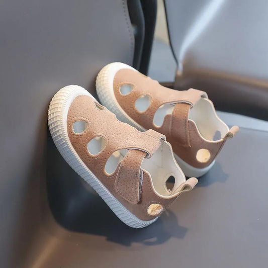 Children's Summer Shoes Anti-slip Soft Sole Princess Flat Shoes Solid Color Hollow Out Casual Cool Shoes