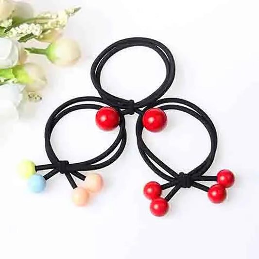 30PCS Cherry Head Rope Red Bead Tie Hair Rope Horsetail Flower Holster Hair Ring Hair Rope Rubber Band Headdress Hair Accessories