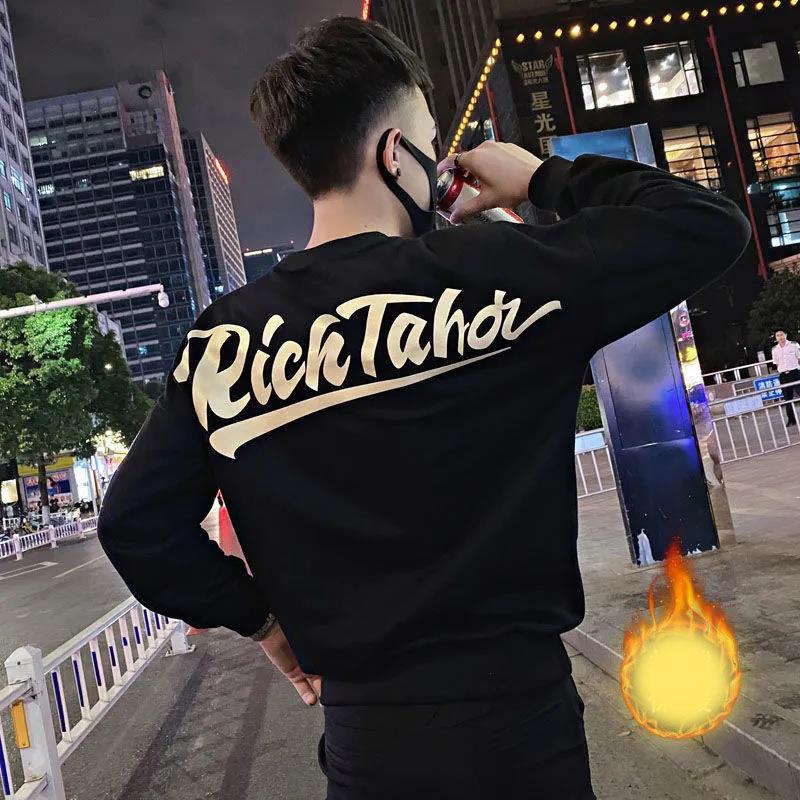 Winter Warm and Velvet Pullover Long-sleeved Jacket Men's All-match Round Neck Sweater