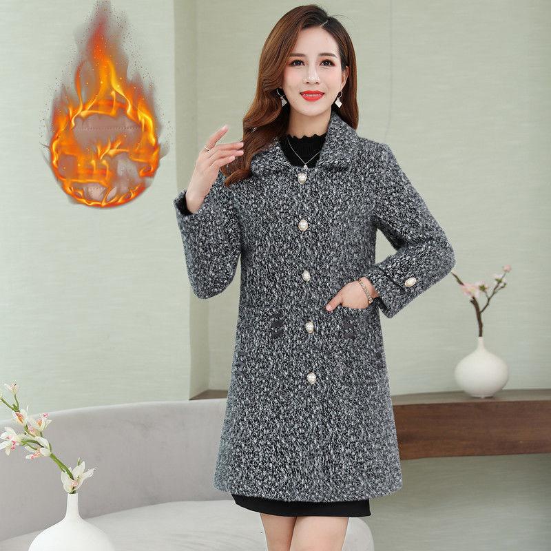 Winter All-match Faux Fur Jacket Women's Mid-length Plus Cotton Slim Cardigan Loose Thick Coat Loose Women's Coat Plus Cotton Plus Size Coat