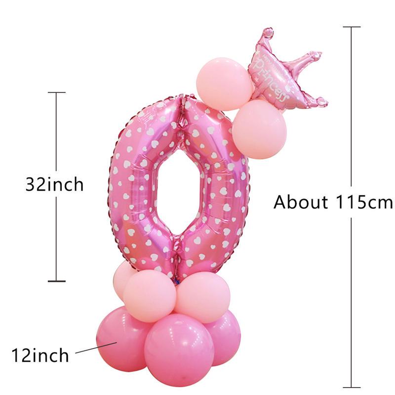 Pink Blue Foil Balloons Numbers 1 2 3 4 5 6 7 8 9 Pattern Birthday Party Decorations