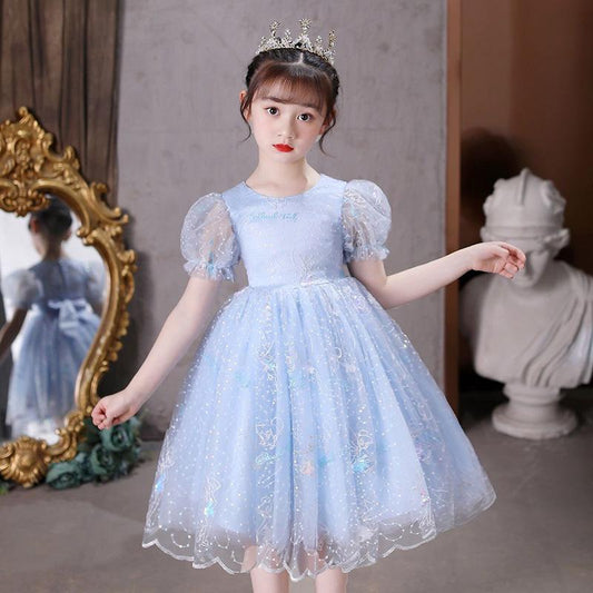 Girls Clothing Dress Fluffy Net Yarn Cute Western Catwalk Costumes Host Temperament Dress