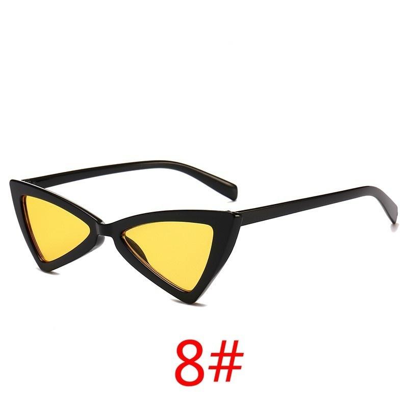 WTEMPO Women's Fashion 12 Colors Triangle Small Cat Eye Sunglasses Beach Leisure Vacation UV Protec