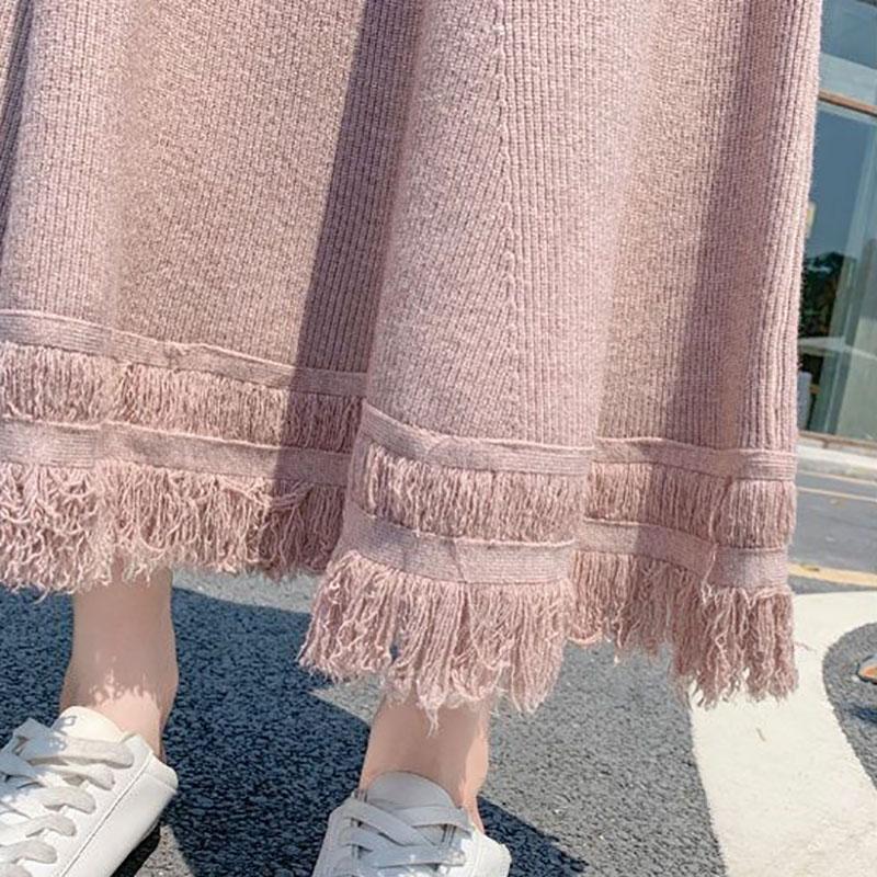 Autumn and Winter Knitted Woolen Skirt Women's Mid-length Thick and Warm A-line Winter Long Skirt