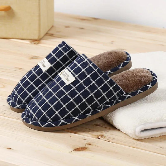 Autumn and Winter Pure Cotton Slippers Indoor Non-slip Soft-soled Shoes Warm Simple Plush Cotton Shoes
