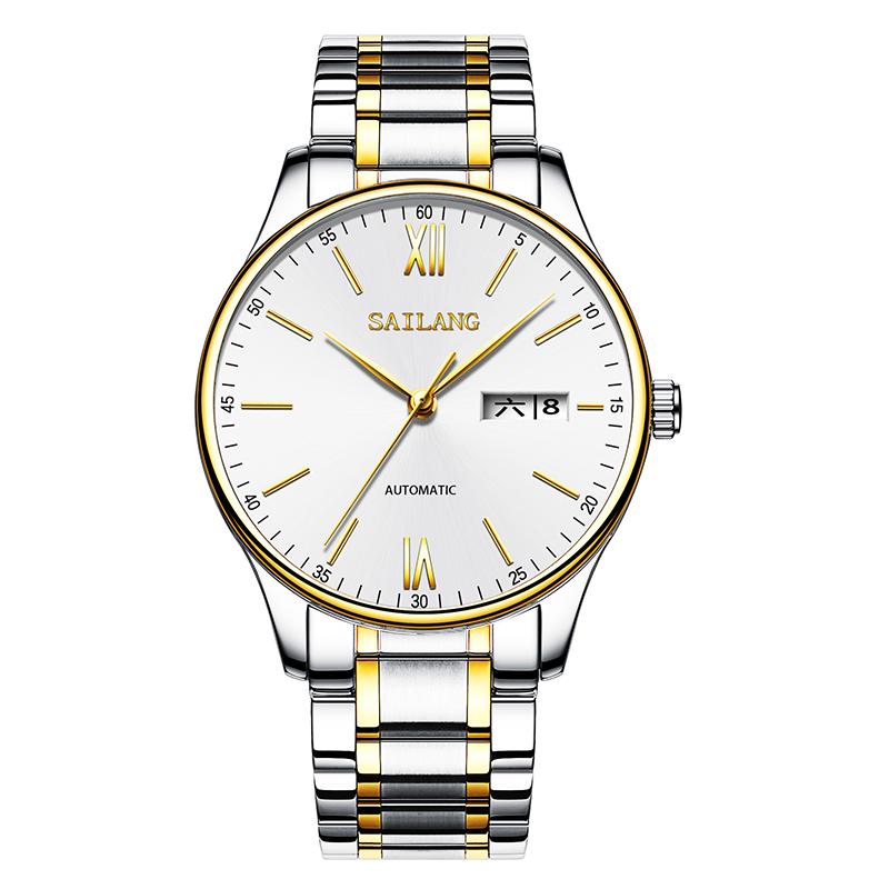 Fashion Men'S Calendar Watch Stainless Steel Strap Roman Digital Watch Business Watch