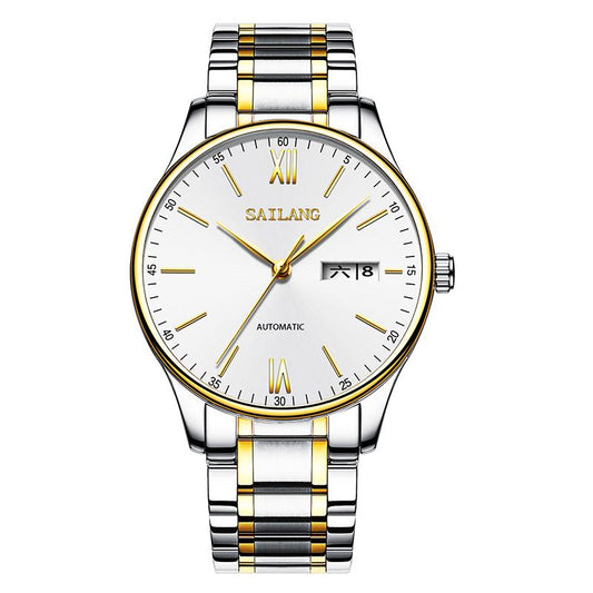 Fashion Men'S Calendar Watch Stainless Steel Strap Roman Digital Watch Business Watch