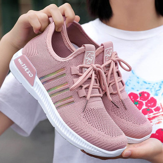 Summer Women Flying Knit Sneakers Lightweight Soft Sole Breathable Casual Sports Net Shoes