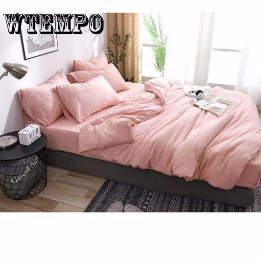 Bedding Set Classic Pure Color Bed Linen Comfortable Cotton Duvet Cover&pillowcase