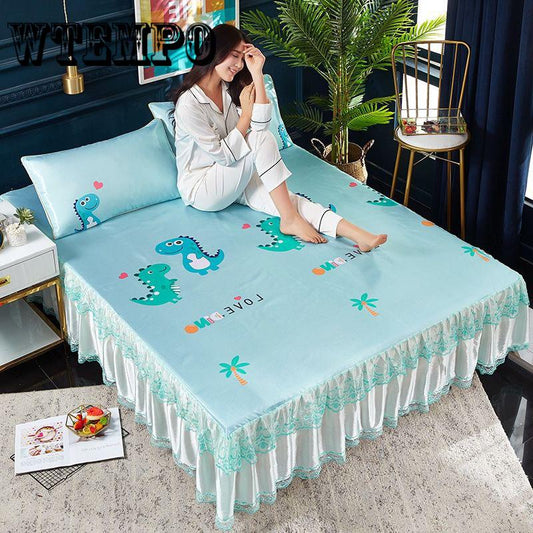 Brand 3 Pcs Set Summer Bed Mat Ice Silk Bed Sheet Pillowcase Set Cool Home Textile