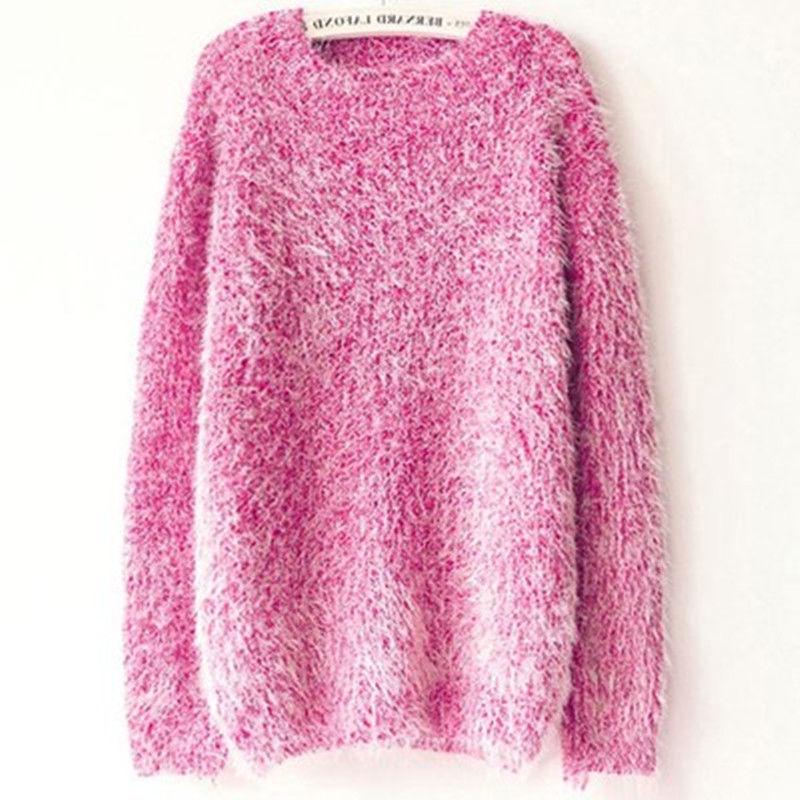 New Women's Sweater Loose Mohair Round Neck Pullover Bottoming Sweater Sweater Women's Head