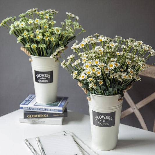 Artificial Flower Small Daisy Fake Flower Home Decoration Flower Silk Flower American Chamomile Dried Flower Countertop Display Bouquet Wildflower