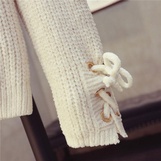 Autumn and Winter Fresh Style Bottoming Shirt Loose Knit Round Neck Jacket Fashion All-match Female Top