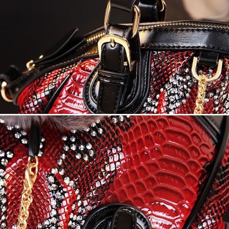 Genuine Leather Single Shoulder Bag Wild Fashion Middle-aged Ladies Shopping Bags Personalized Snake-print Messenger Bag