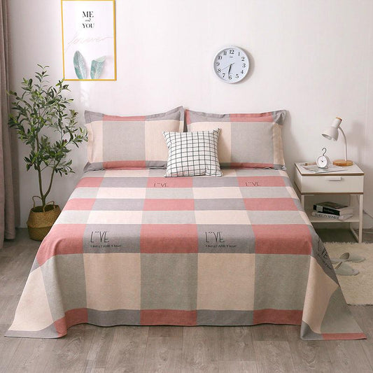 Three-piece Suit One Bed Sheet Two Pillowcases Home Textiles Coarse Cloth Cotton Fabric Sweat-absorbent Breathable Warm Washable
