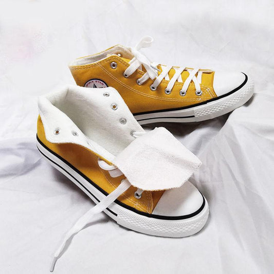 Autumn and Winter High-top Plus Velvet Canvas Shoes Women's Cotton Shoes Warm Women's Shoes Casual Shoes Women