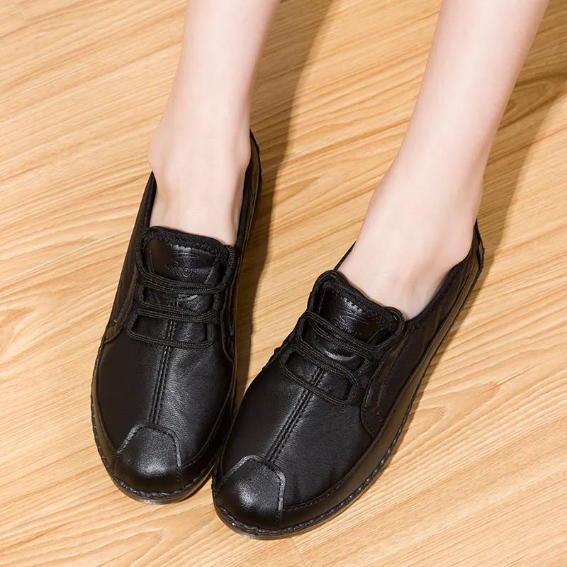 Women's Cotton Shoes Winter Leather Waterproof Cloth Shoes Fleece Warm Cotton Boots