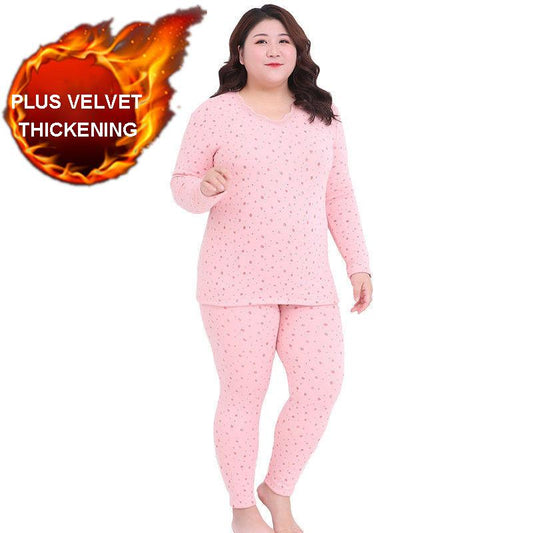 Add Fertilizer To Increase Thermal Underwear Ladies Pajamas Plus Velvet Thick Fat Plus Size Autumn Clothes Long Pants