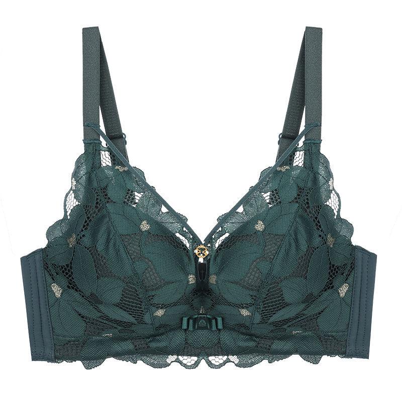 Non-magnetic Non-steel Ring Small Breasts Big Gathered Bra Bra Top Support Thick Perforated Breathable High-end Underwear