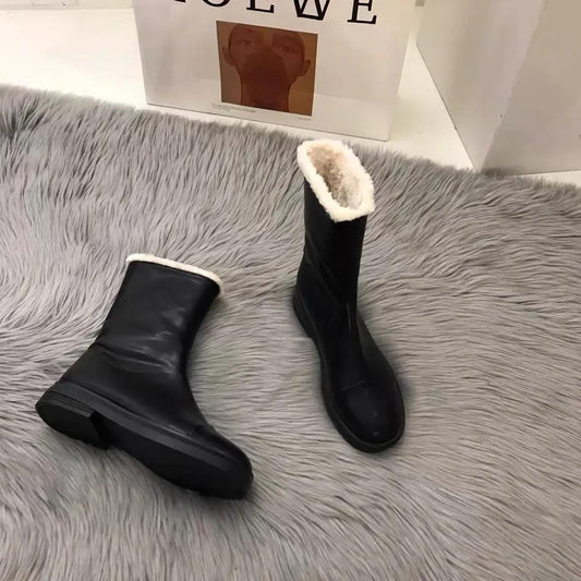 Cotton Boots Women's Winter Warm Style Plus Velvet Thick Snow Boots All-match Short Mid-high Boots