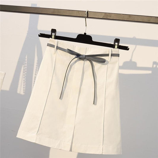Women's Skirt Set Summer Cotton and Linen 2 Piece Set Ruffled Sleeveless Shirt Top Short A-line Skirt Two-piece Set for Work