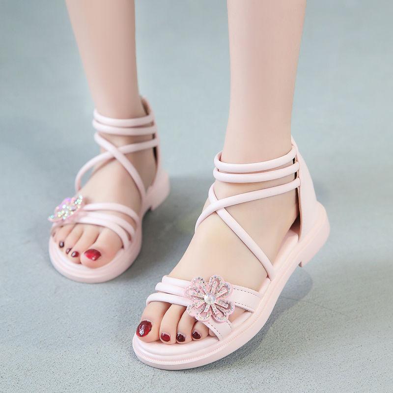Summer Girls' Shoes Children's Fashion Leather Sandals Children's Soft-soled Bow Princess Shoes Student Beach Shoes