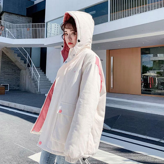 Padded Jacket Women Autumn and Winter Korean Loose BF Padded Jacket Ins Super Fire Hong Kong Style Jacket Wild