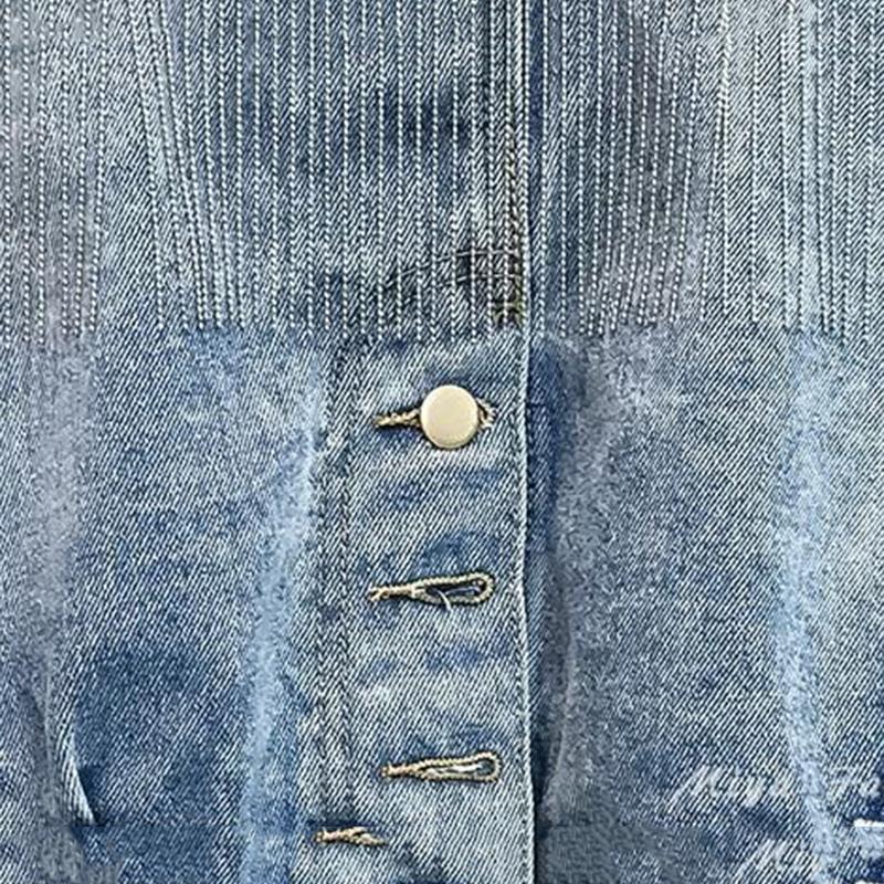 Tassel Denim Jacket Women's Spring and Autumn Split Loose Bat-sleeved Short Jacket Casual Loose Long-sleeved Regular Style