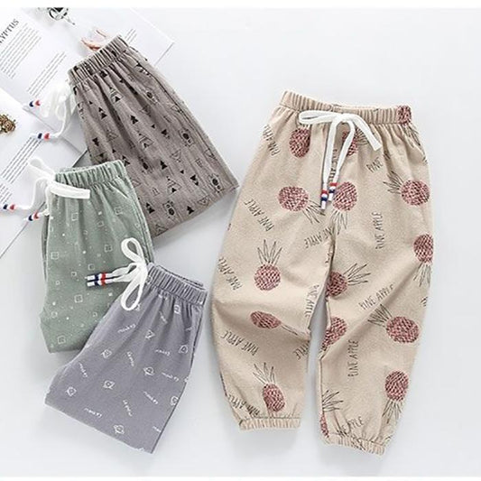 Children's Mosquito Pants Summer Thin Boys and Girls Printed Pineapple Geometry Pattern Trousers Casual Pants Leggings
