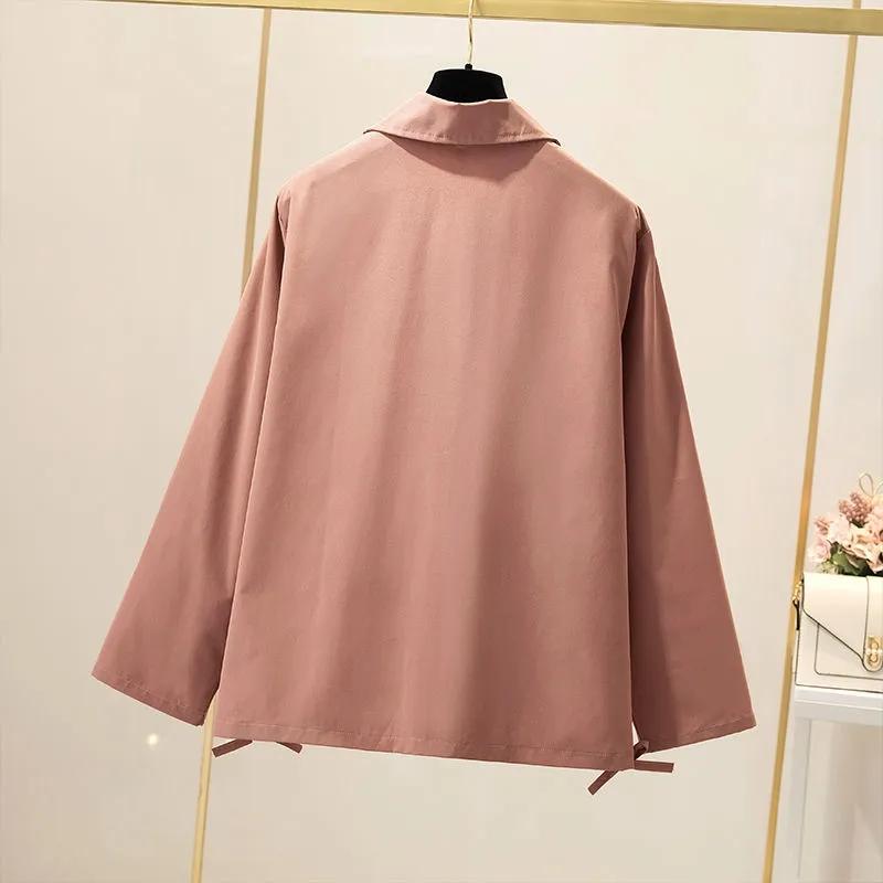 Spring Autumn Loose Casual Sweatshirt Jacket Women's All-match Slim Retro Work Jacket Solid Color Lapel Zipper Jacket