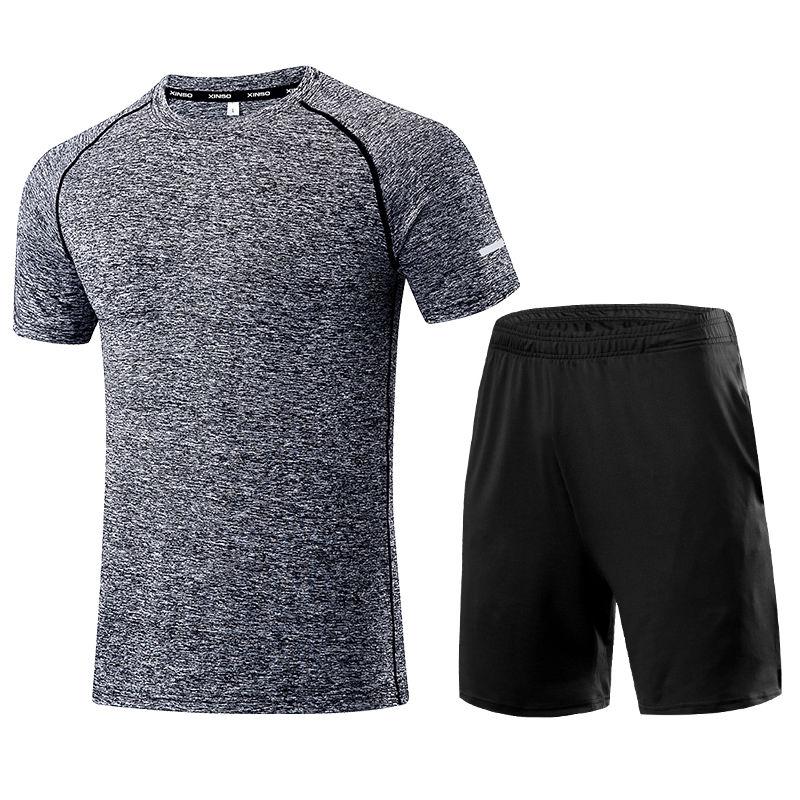 Sports Suit Men's Summer Running Fitness Shorts Men's Five-point Pants Casual Basketball Short-sleeved Quick-drying Slim T-shirt
