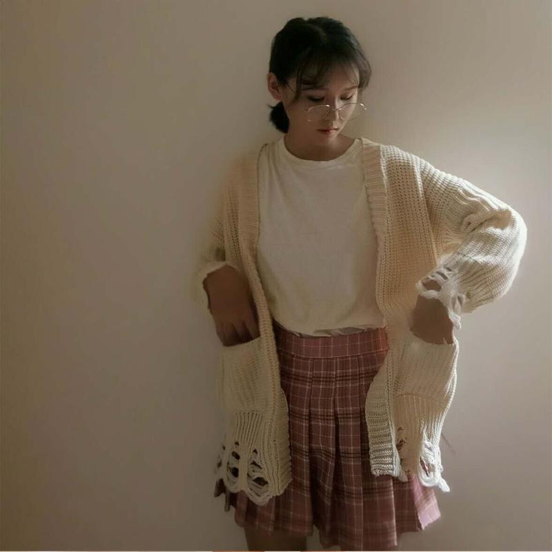 Wild Solid Color Sweater Sweater Women Loose Large Size Knitted Cardigan Sweater Women