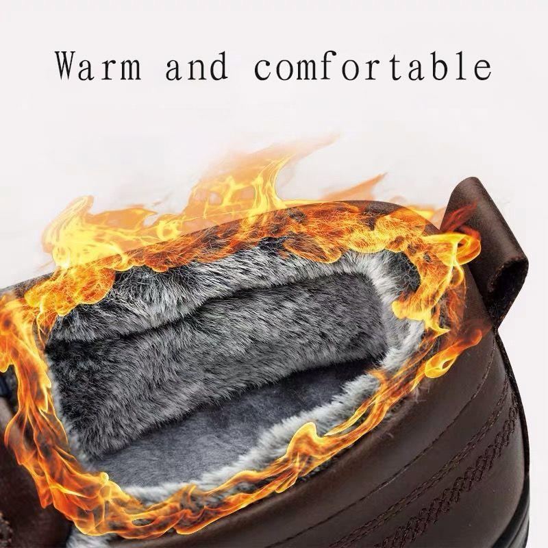 Winter Plus Velvet Thickening PU Leather Waterproof Cold Snow Boots Leisure Warm Lazy Non-slip Shoes for The Elderly