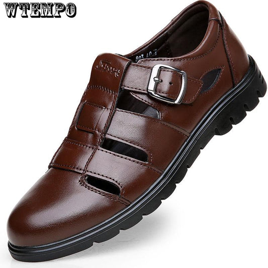Summer Men Dress Shoes Business Formal Genuine Leather Men Soft Driving Shoes Hollow Out