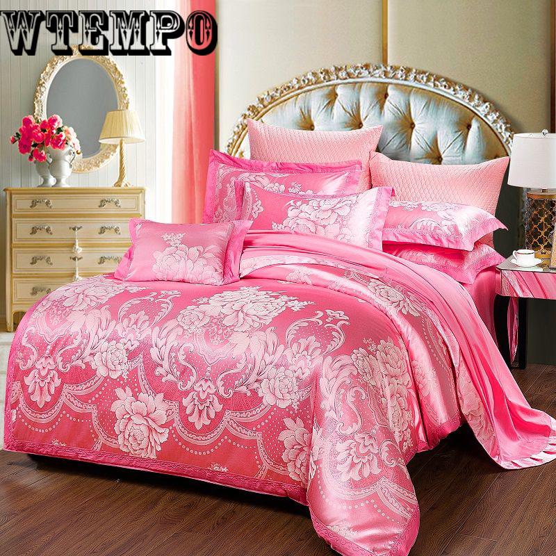 Bedding European Embroidered Jacquard Cotton Four-piece Cotton Quilt Bedrooms Bedroom Home