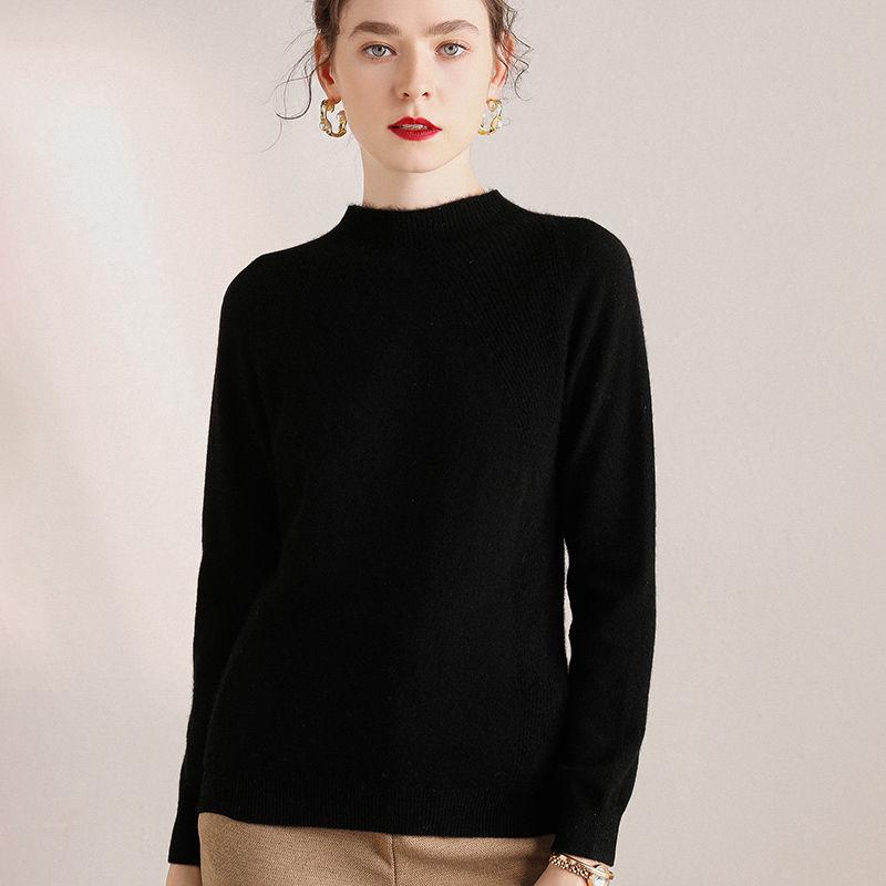 Turtleneck Half High Neck Women's Sweater Autumn and Winter Thickening Warmth Slim Bottoming Shirt Comfortable and Elegant Sweater Top