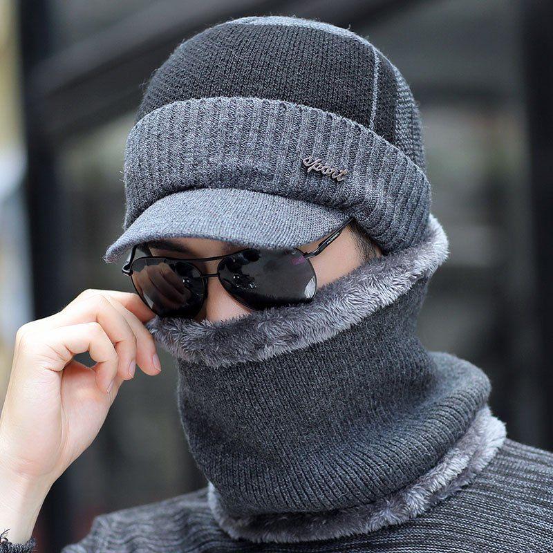 knitting hat Plush Cotton hat Wild hat Windproof hat Autumn winter Warm hat Thick hat Man Trend