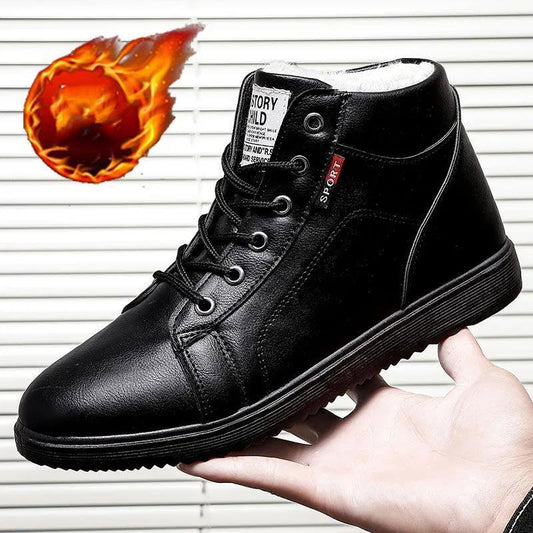 Men's Shoes Winter Fleece Warm Shoes Ski-proof Boots High-top Waterproof Cotton Short Boots