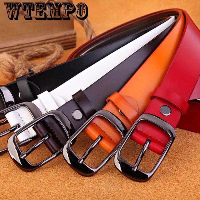 Leather belts for women Fashion designer stitching up woman belt High quality thin Pin buckle